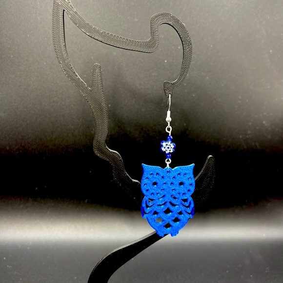 Blue Owl Earrings - Picture 4 of 6